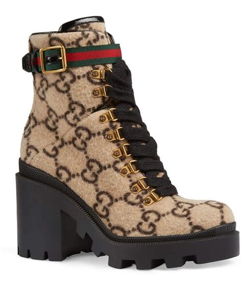 gucci trip gg wool lace-up booties|gucci lace up boots.